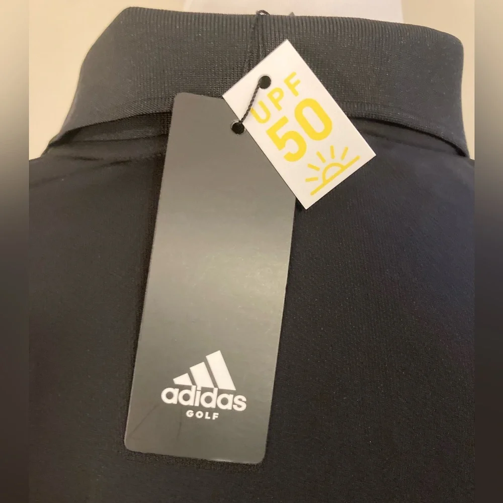 Adidas Black Performance Branded Golf Polo Shirt SPF 50
